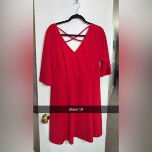 SHEIN Vibrant Red Long Sleeve Dress